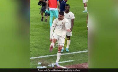 Watch: Furious Cristiano Ronaldo Kicks Water Bottles, Storms Off Pitch After Al-Nassr's Loss