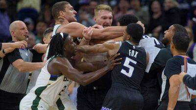 Aaron Fox - Brook Lopez - Bucks' Brook Lopez, Kings' Trey Lyles get into wrestling match at end of their game, both ejected - foxnews.com -  Boston - county Bucks - state California - county Kings