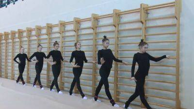 Ukraine's national gymnastics ensemble team train in Greece