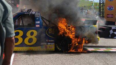 Kyle Busch - Ross Chastain - Zane Smith's truck catches fire from celebration burnout after victory - foxnews.com - state Texas