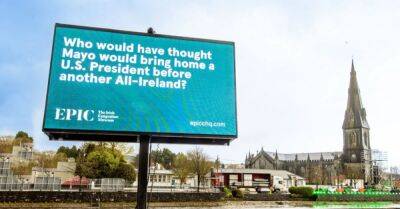 Biden billboard in Ballina pokes fun at Mayo's All-Ireland record