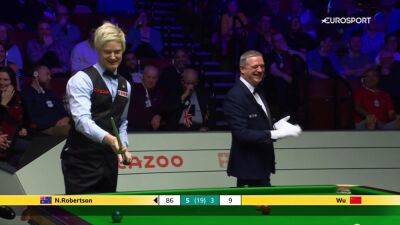 World Snooker Championship 2023: Funny moment as referee drops ball during Neil Robertson v Wu Yize match