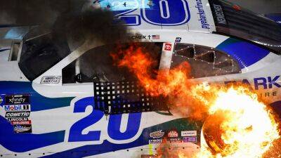 John Hunter Nemechek's car catches fire as he celebrates NASCAR Xfinity Series win at Martinsville