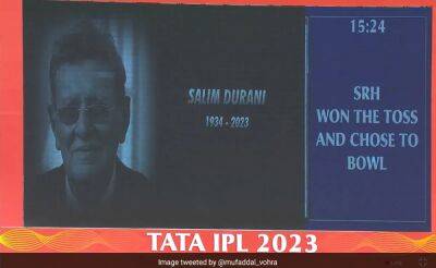 Watch - Sunrisers Hyderabad, Rajasthan Royals Pay Special Tribute To Salim Durani Ahead Of IPL 2023 Game