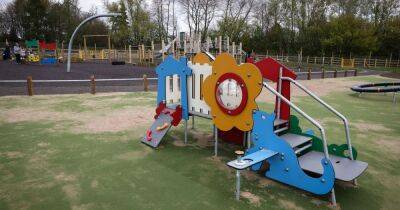 Mystery of 'missing' swing resolved at play area daubed with graffiti just hours after opening