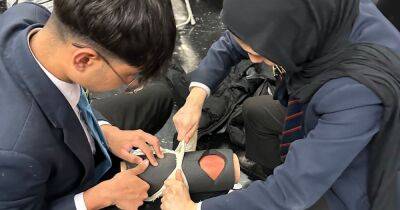 Children taught to pack wounds and use tourniquets as part of the ‘Stop the Bleed’ training