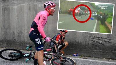 Robbie Macewen - Giro d’Italia crash 2023: 'No!' - Alberto Bettiol wiped out after official runs in front of him - eurosport.com - France - Italy
