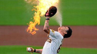 Steve-O spits fire ahead of ceremonial first pitch at Padres game