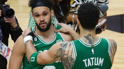Jayson Tatum - Jaylen Brown - Marcus Smart - Derrick White - White's buzzer-beater wins Game 6 for Celtics, forces Game 7 - ESPN - espn.com -  Boston