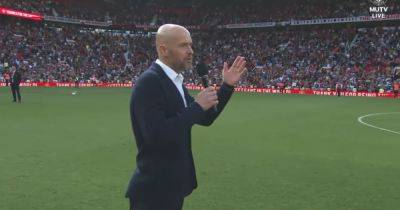 Every word of Erik ten Hag's rousing speech to Manchester United fans with warning to Man City