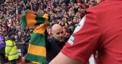 Manchester United manager Erik ten Hag explains green and gold scarf gesture