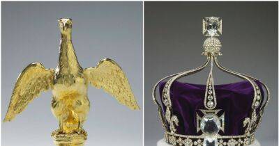 The Crown Jewels used during King's Coronation including St Edward's Crown, orb, spurs and swords