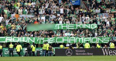 Celtic fans in X-rated coronation protest as 'f*** the king crown the champions' banner unveiled during title party