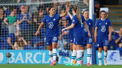 Pernille Harder - Emma Hayes - Sam Kerr - Alessia Russo - Erin Cuthbert - Jessie Fleming - Leah Galton - Rachel Daly - WSL round-up: Chelsea tear Everton apart - rte.ie - Manchester