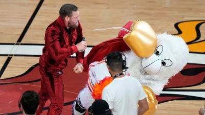 UFC star Conor McGregor knocks out Miami Heat mascot in halftime skit gone wrong