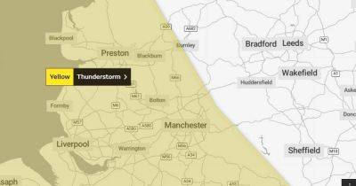 When thunderstorms are expected to hit Greater Manchester today as further weather warnings issued