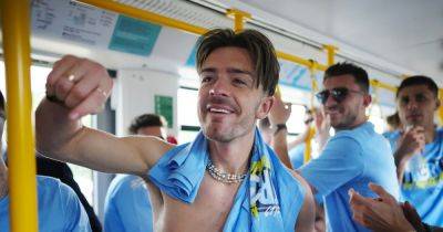 Manchester City star players spotted on TRAM heading for treble parade