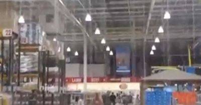 Moment water pours through ceiling of Costco at Trafford Park as thunderstorm hits Greater Manchester