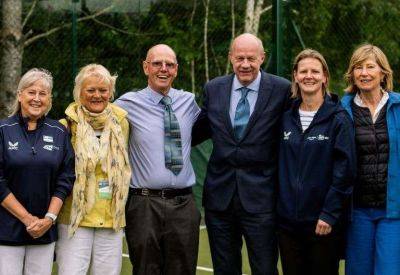 Former deputy prime minister Damian Green joins Lawn Tennis Association president Sandi Procter along with LTA dignitaries from national and county level at opening of Wye Tennis Club’s padel court
