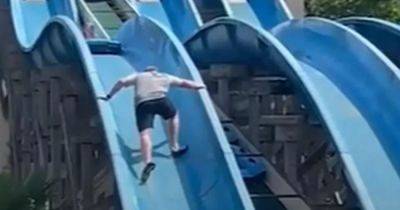 'Super dad' climbs up ride to rescue daughter, 6, after she gets stuck on Gulliver's World waterslide