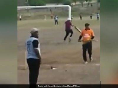 Watch: Batsman Collides With Goalpost While Running In Hilarious Incident
