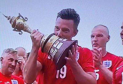 Erith & Belvedere player-coach Jamie Coyle helps England Veterans clinch the Seniors World Cup at the RMUTT stadium in Patumthani, Thailand with a 1-0 win over holders Iran