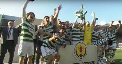 Why were Celtic presented with the Scottish Cup on the pitch at Hampden?