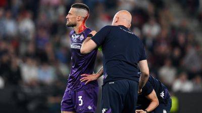 Play stopped in Europa Conference League final as Cristiano Biraghi struck by missile thrown from crowd