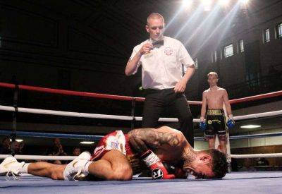 Chatham’s Robert Caswell beats Logan Paling with a brutal body shot at York Hall
