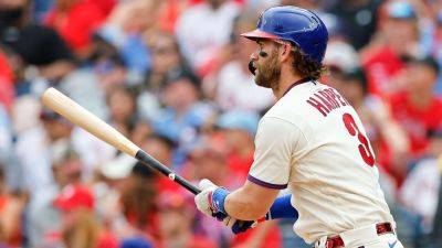 Philadelphia Phillies - Tommy John - Bryce Harper - Rob Thomson - Phillies' Harper ends career-high homerless drought at 166 plate appearances - ESPN - espn.com - county San Diego