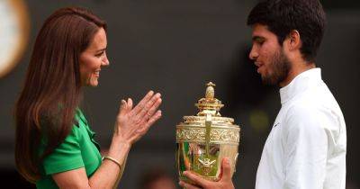 Princess of Wales presents Carlos Alcaraz with his first Wimbledon championship trophy