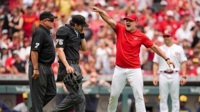Reds' David Bell loses his cool at umpire during game vs Brewers
