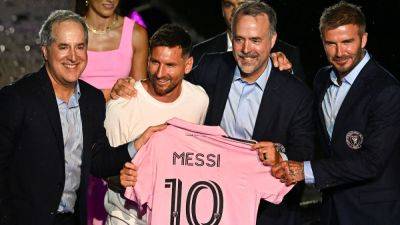 Lionel Messi - Leo Messi - David Beckham - Inter Miami - Jorge Más - Watch: "America's No. 10" Lionel Messi Unveiled As Inter Miami Player, Gets Rapturous Welcome - sports.ndtv.com - Spain - Usa - Argentina - Los Angeles