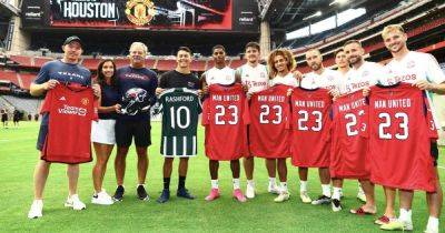 Hannibal's helmet and Rashford's unusual kick-ups as Manchester United link up with Houston Texans