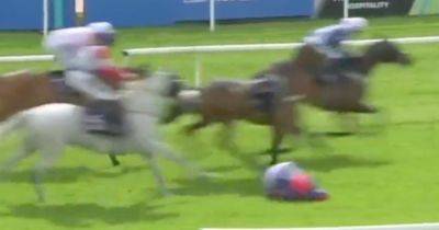 WATCH as jockey Luca Morgan falls off horse right on finish line in dramatic end to race at Uttoxeter - dailyrecord.co.uk - Scotland - Instagram