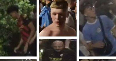 The faces of 25 people police want to speak to after Man City celebrations turn violent in Piccadilly Gardens