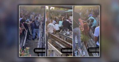 'Wild West' brawl breaks out in pub beer garden as stunned partygoers film chaos at 'brunch' garden party