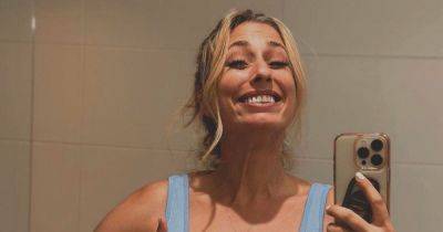 Stacey Solomon says 'thought I'd share' after being seen beaming in crop top in hotel toilet