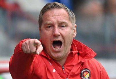 Ebbsfleet United manager Dennis Kutrieb reacts to 2-0 National League win over Aldershot Town