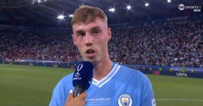 Cole Palmer disagrees with 'top form' question after Man City Super Cup goal