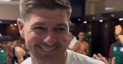 Watch Steven Gerrard bust Ettifaq dressing room dance party as ex Rangers boss cuts celebrations short with sharp reminder