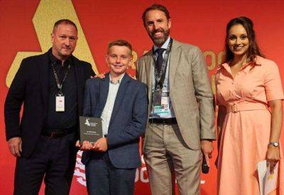 Teenager Archie Suter of Faversham Strike Force presented with national award at Wembley by England manager Gareth Southgate