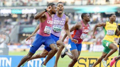Fred Kerley - Noah Lyles - Noah Lyles and Joshua Cheptegei crowned world champions with 100m gold in Budapest - rte.ie - Britain - Usa - Botswana - Ethiopia - Kenya - Uganda