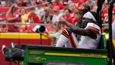 Patrick Mahomes - Browns' Jakeem Grant carted off vs. Chiefs with knee injury - ESPN - espn.com - county Brown - county Cleveland - state Texas