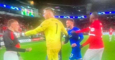 Rangers and PSV in full time rammy as Nico Raskin restrained with heated words exchanged during full time scuffle