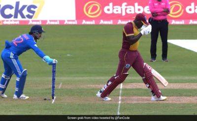Ravi Bishnoi - Rovman Powell - Ishan Kishan - Obed Maccoy - Watch: Ishan Kishan Tries To Outsmart West Indies Batter, Ends Up Waiting Too Long - sports.ndtv.com - India - Guyana