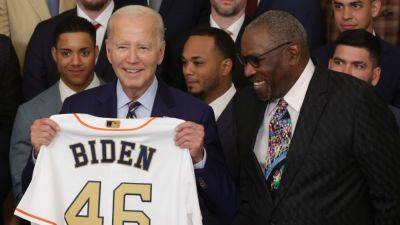 Joe Biden - Philadelphia Phillies - Jill Biden - Dusty Baker - World Series champ Astros visit President Biden, White House - ESPN - espn.com - Washington - San Francisco - Los Angeles - county White