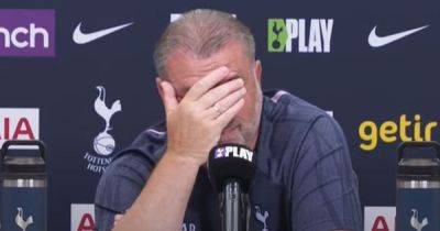 Ange delivers killer Tottenham response to Robbie Williams question as 'backhander' leaves him with head in hands