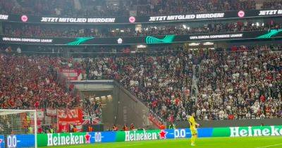 Aberdeen FC fans lob a FLARE into Eintracht Frankfurt support sparking furious 'hate f***ing Scotland' chant response