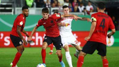 Sesko double helps holders Leipzig beat second-tier Wiesbaden 3-2